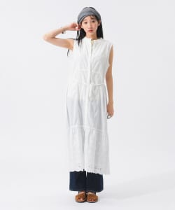 カットワーク ノースリーブ ワンピース