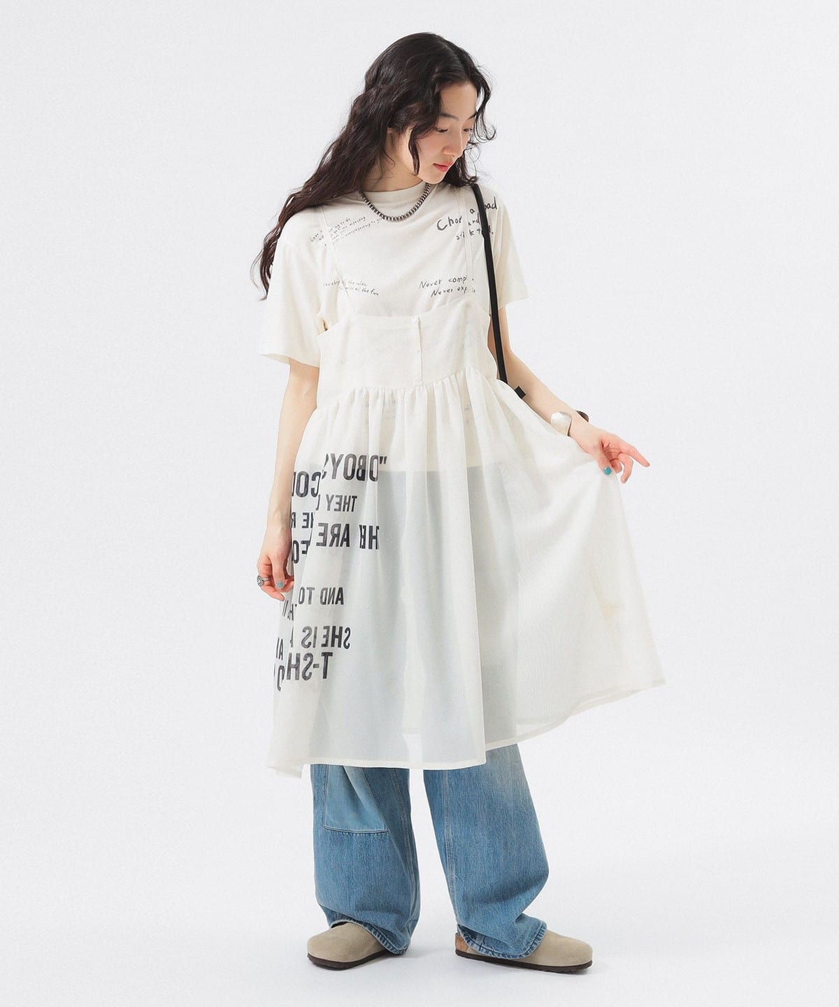 プリント メッシュ ワンピース ワンピース WOMEN OFF WHITE ONE SIZE プリント メッシュ ワンピース ワンピース WOMEN OFF WHITE ONE SIZE