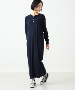 Healthknit × BEAMS BOY / ヘンリーネック マキシワンピース
