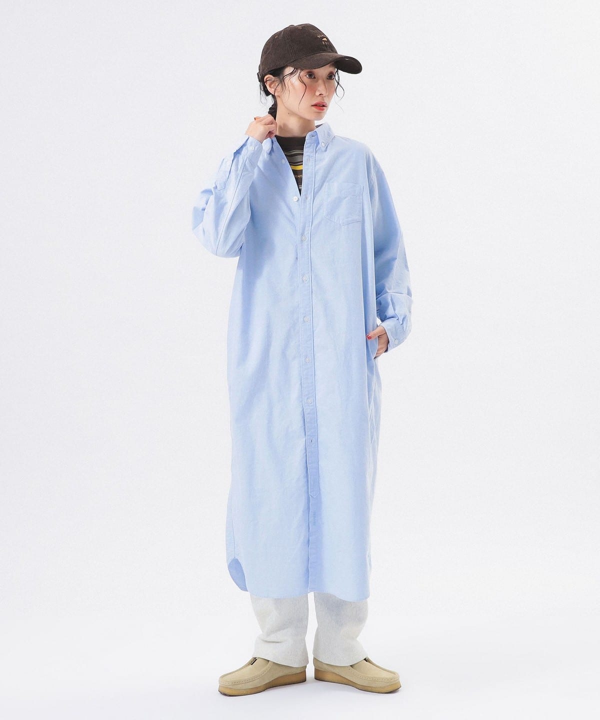 オックスフォード BD ワンピース ロングスリーブ ワンピース WOMEN SAX ONE SIZE オックスフォード BD ワンピース ロングスリーブ ワンピース WOMEN SAX ONE SIZE