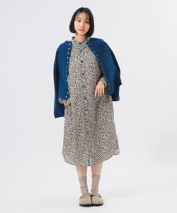 リバティ スタンドカラー ロングスリーブ ワンピース