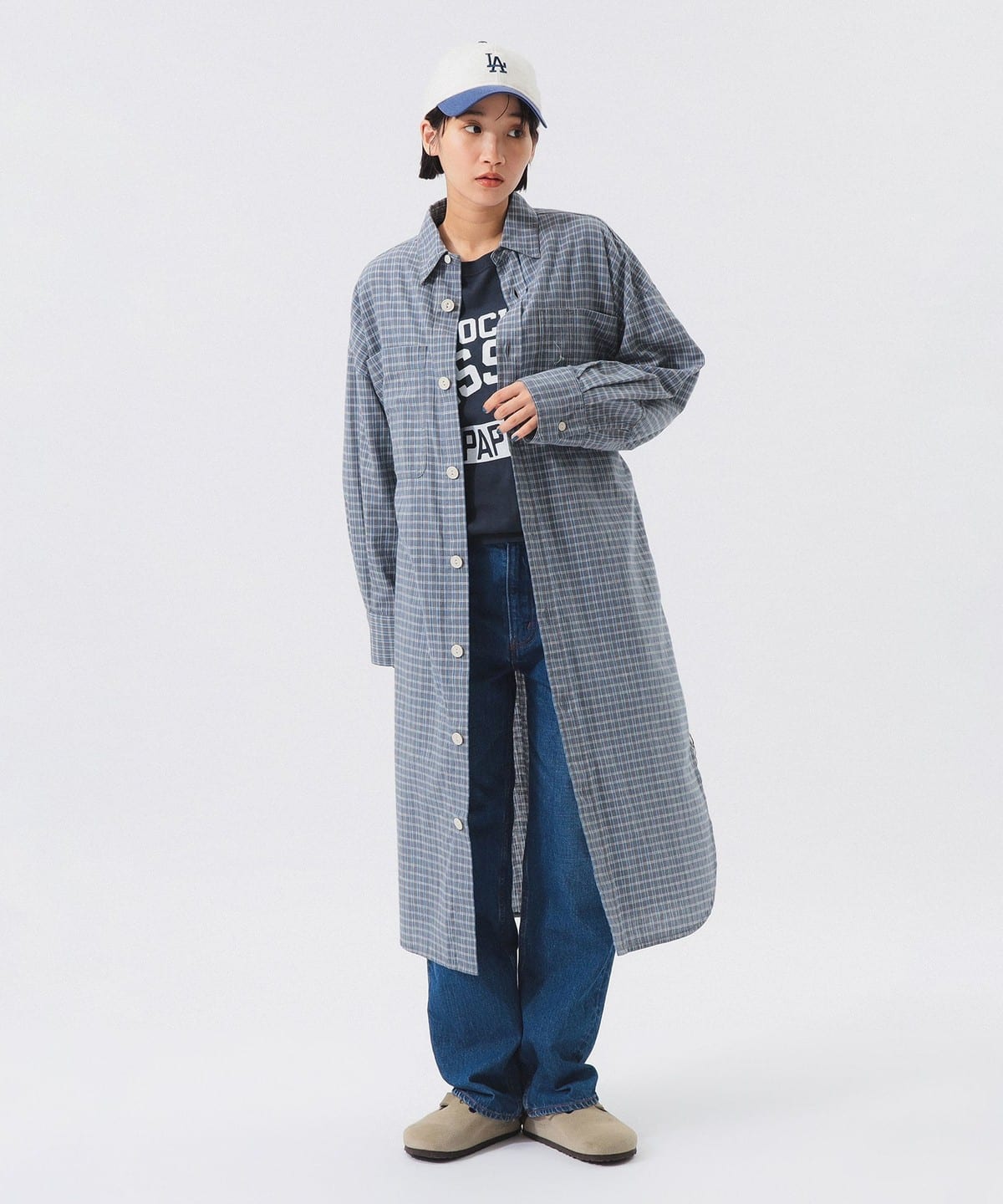 ワーク チェック ワンピース ワンピース WOMEN BLUE ONE SIZE ワーク チェック ワンピース ワンピース WOMEN BLUE ONE SIZE