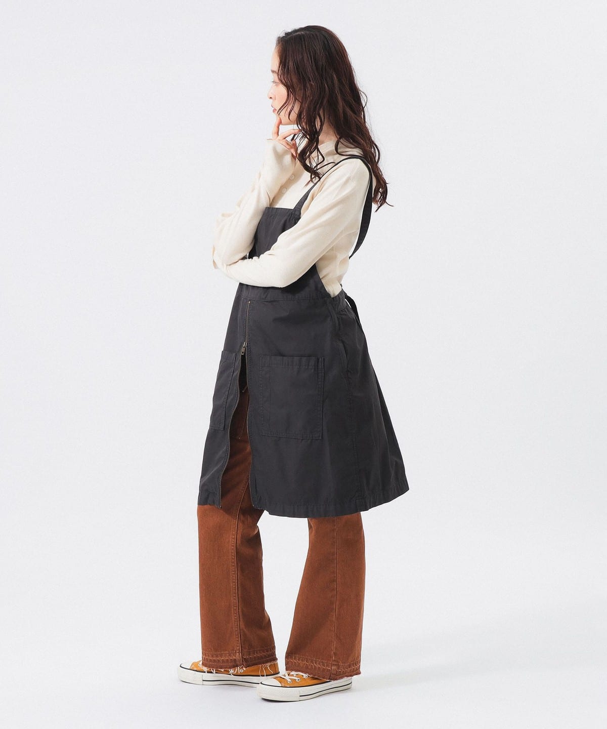 ワーク エプロン ワンピース ワンピース WOMEN CHARCOAL. GREY ONE SIZE ワーク エプロン ワンピース ワンピース WOMEN CHARCOAL. GREY ONE SIZE