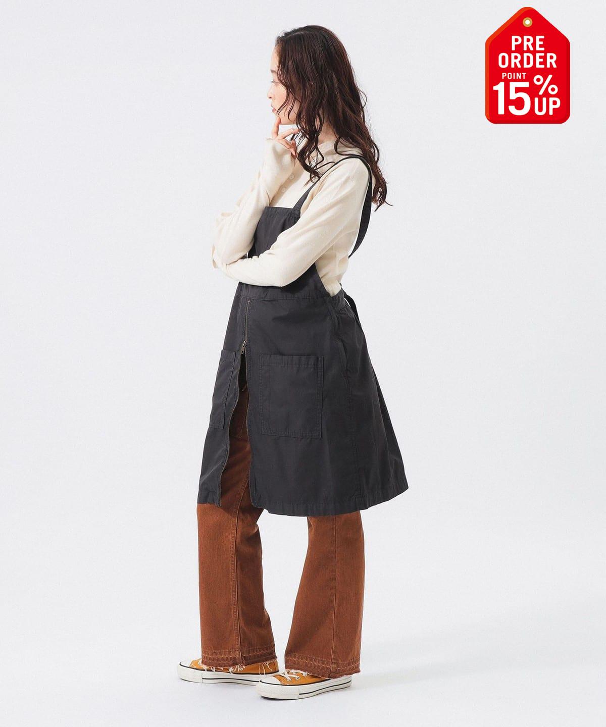 【+15%ポイントUP】ワーク エプロン ワンピース ワンピース WOMEN CHARCOAL. GREY ONE SIZE 【+15%ポイントUP】ワーク エプロン ワンピース ワンピース WOMEN CHARCOAL. GREY ONE SIZE