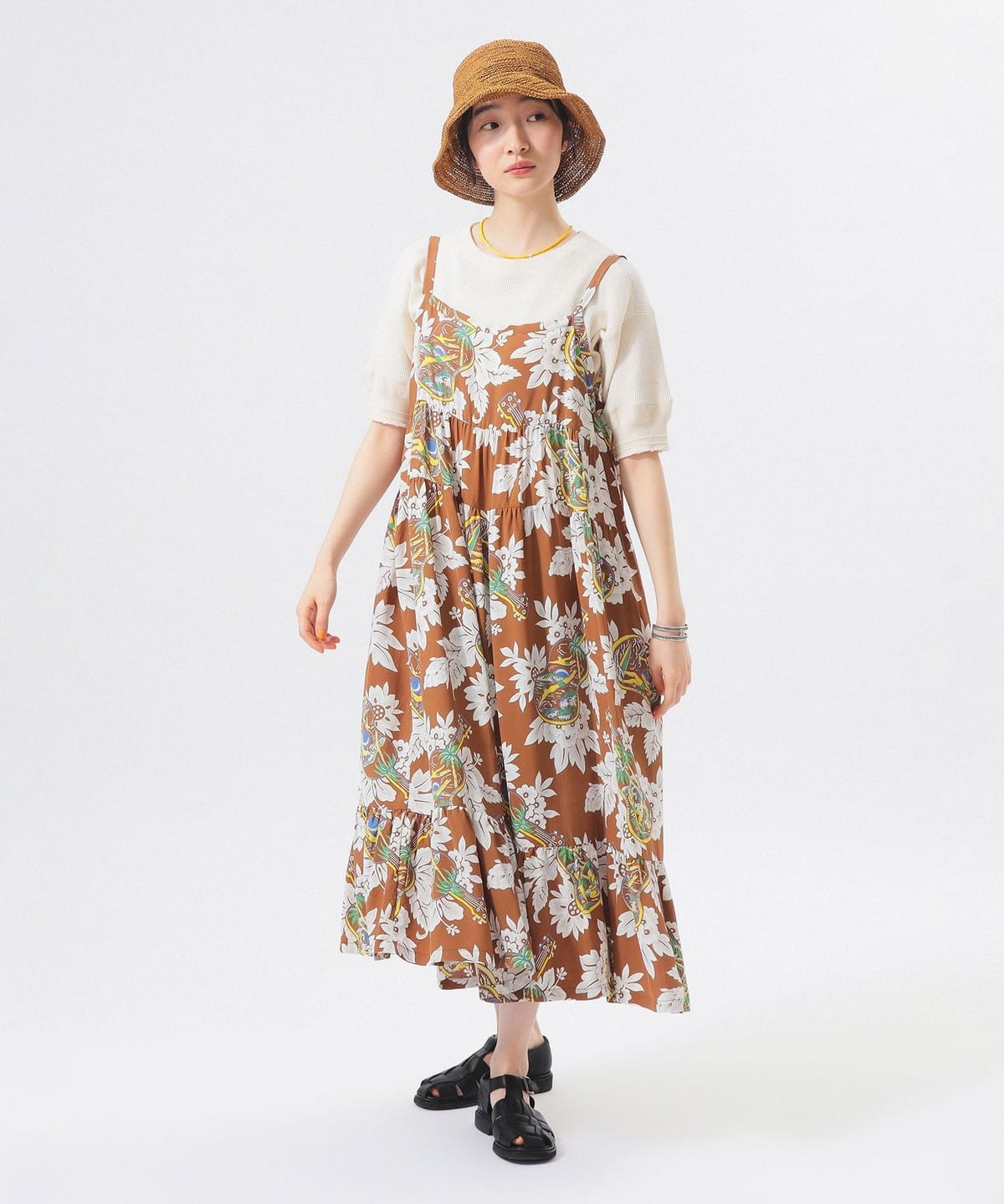 SUN SURF × BEAMS BOY / 別注 ノースリーブ ワンピース　茶 BEAMS BOY（ビームス ボーイ）【別注】SUN SURF / ノースリーブ キャミ