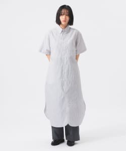 クリンクル ストライプ ショートスリーブ ワンピース