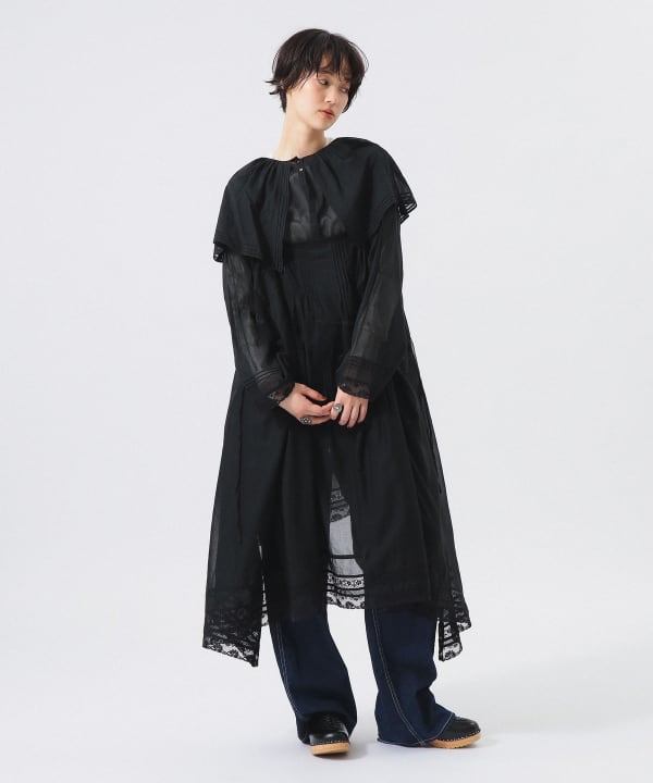【+10%ポイントUP】レース ドレープ ワンピース Model : H166 B84 W60 H86　Size : ONE SIZE