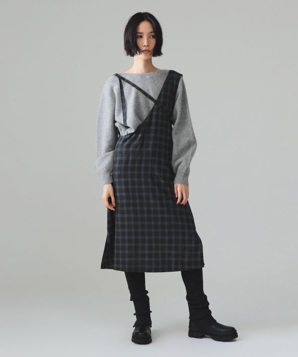 maturely / TW アレンジ チェック ワンピース Model : H173 B77 W57 H82　Size : ONE SIZE