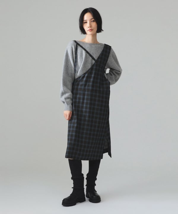 maturely / TW アレンジ チェック ワンピース Model : H173 B77 W57 H82　Size : ONE SIZE