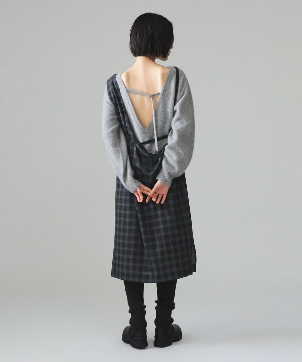 maturely / TW アレンジ チェック ワンピース Model : H173 B77 W57 H82　Size : ONE SIZE