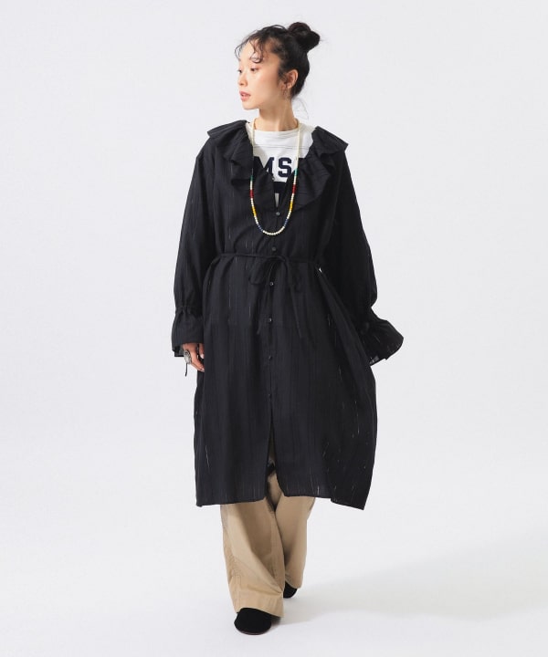 多臂条纹连衣裙Model:H161 B76 W60 H82 Size:1