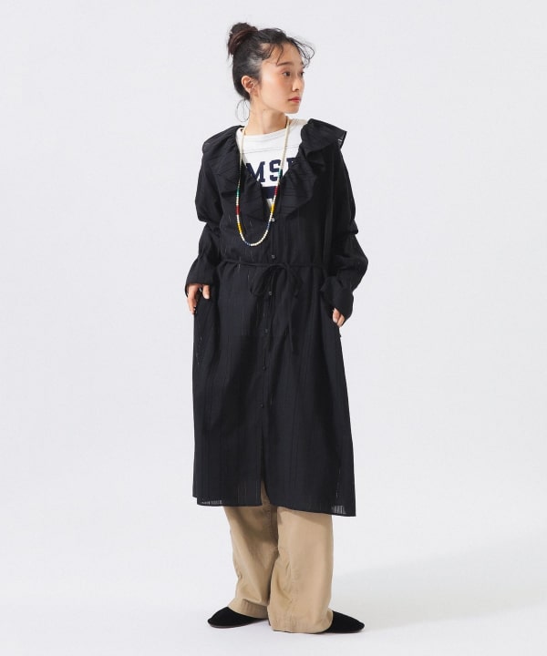 多臂条纹连衣裙Model:H161 B76 W60 H82 Size:1