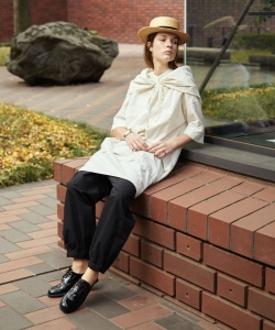 BEAMS BOY / スカーフ付 セーラー 7分袖 ワンピース