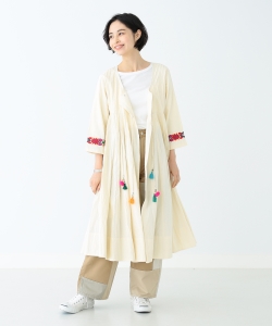 trepied × BEAMS BOY / ポンポン フリンジ カシュクール ワンピース