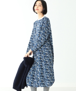 BEAMS BOY / リバティ クレリック バンドカラー ワンピース