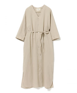 BEAMS BOY / コットン ドビー ベルテッド 7分袖 ワンピース