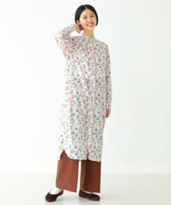 BEAMS BOY / リバティ スタンドカラー ロング スリーブ ワンピース