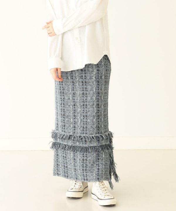 BEAMS BOY BEAMS BOY Outlet] maturely / Knit Tweed Fringe Skirt ...