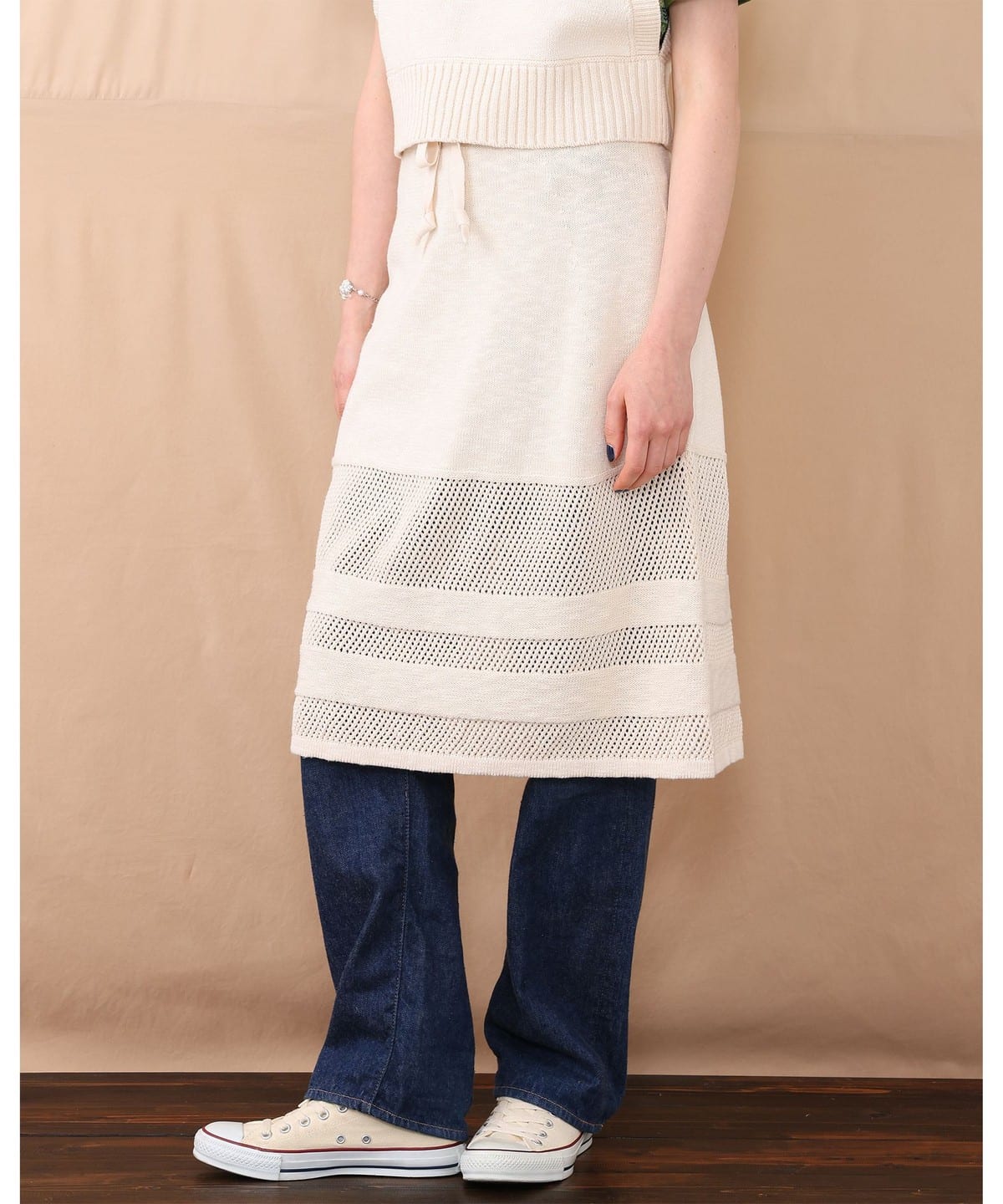 メッシュ ヘム ニットスカート スカート WOMEN OFF WHITE ONE SIZE メッシュ ヘム ニットスカート スカート WOMEN OFF WHITE ONE SIZE