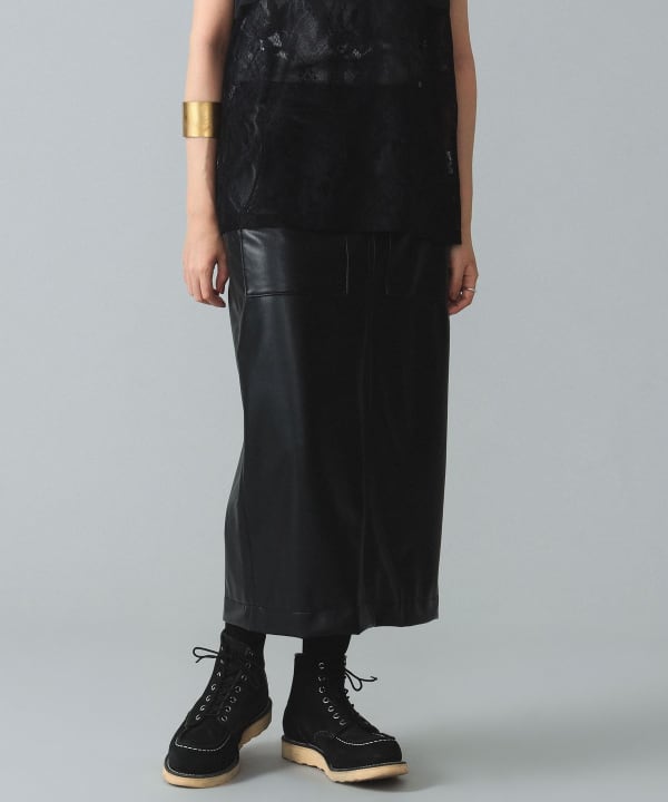 BEAMS BOY（ビームス ボーイ）maturely / Fake Leather Work Skirt ...