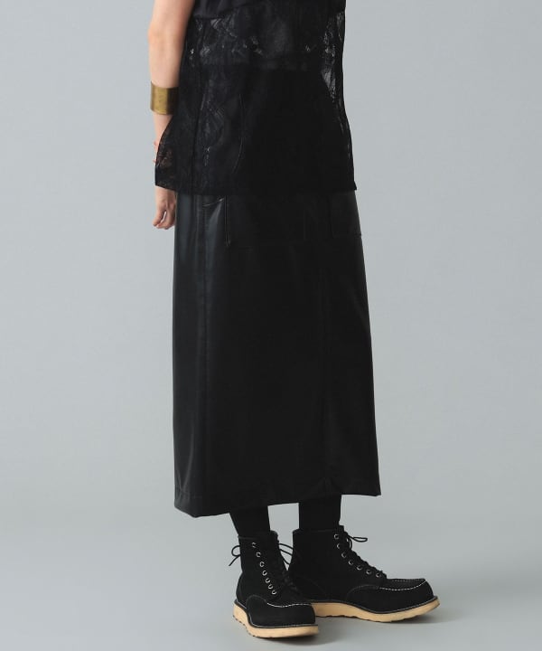 BEAMS BOY（ビームス ボーイ）【アウトレット】maturely / Fake Leather Work Skirt（スカート ミディ・ミモレ丈 スカート）通販｜BEAMS