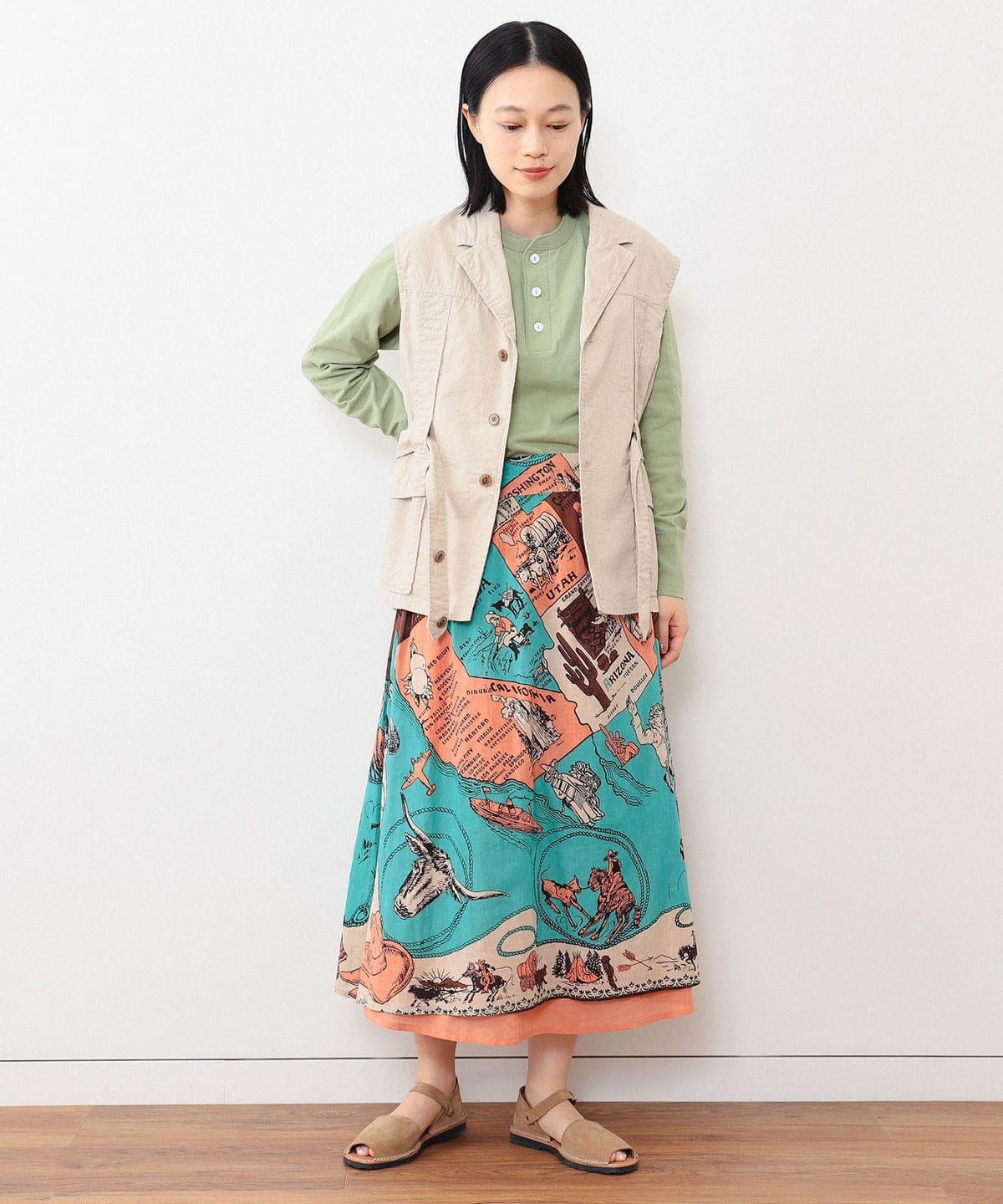 BEAMS BOY BEAMS BOY BINDU BEAMS BOY / Special order made map skirt