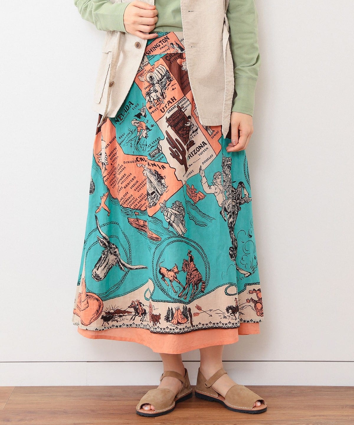 BINDU × BEAMS BOY / Special order Map Skirt 24SS