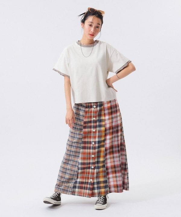 BEAMS BOY BEAMS BOY Check Crazy Skirt (skirt, maxi, long