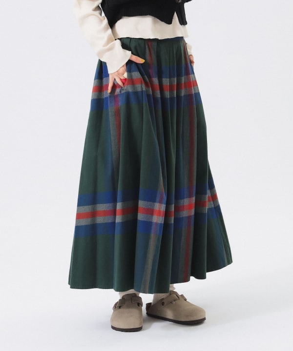 BEAMS ビームス タータンチェック タイトスカート ネイビー ロング 新品 B:MING by BEAMS（ビーミング by ビームス）タータンチェック