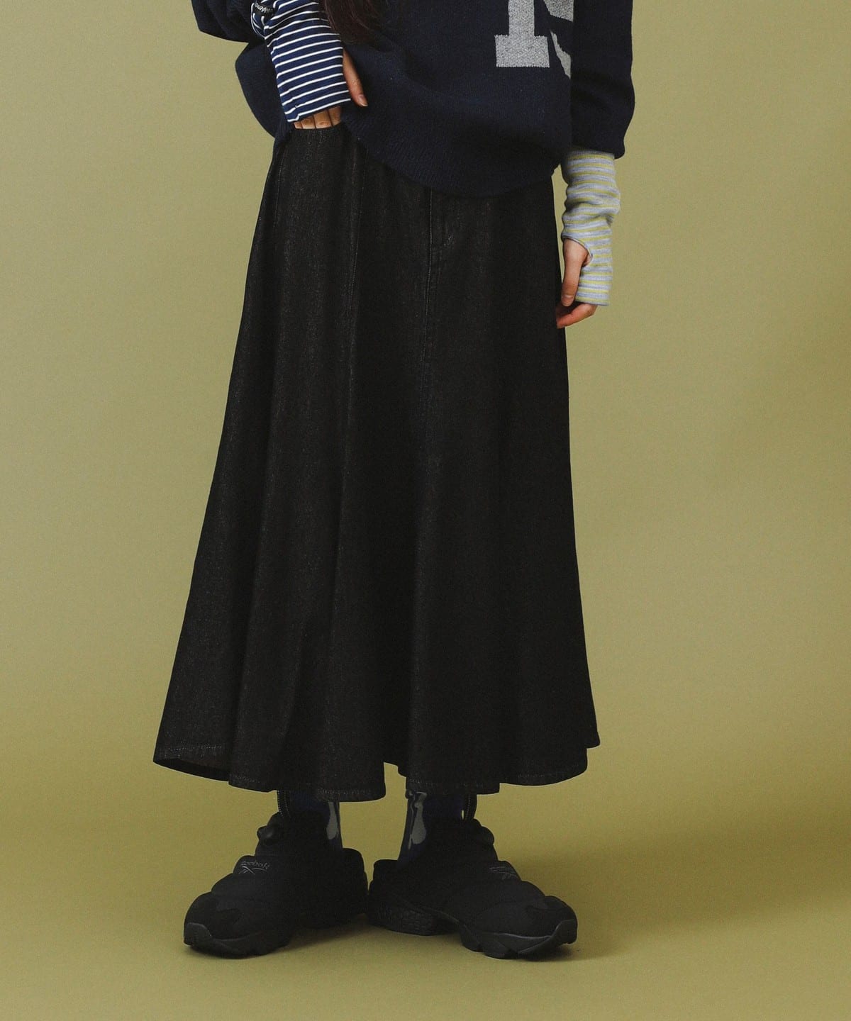 デニム フレア スカート スカート WOMEN BLACK 2 デニム フレア スカート スカート WOMEN BLACK 2