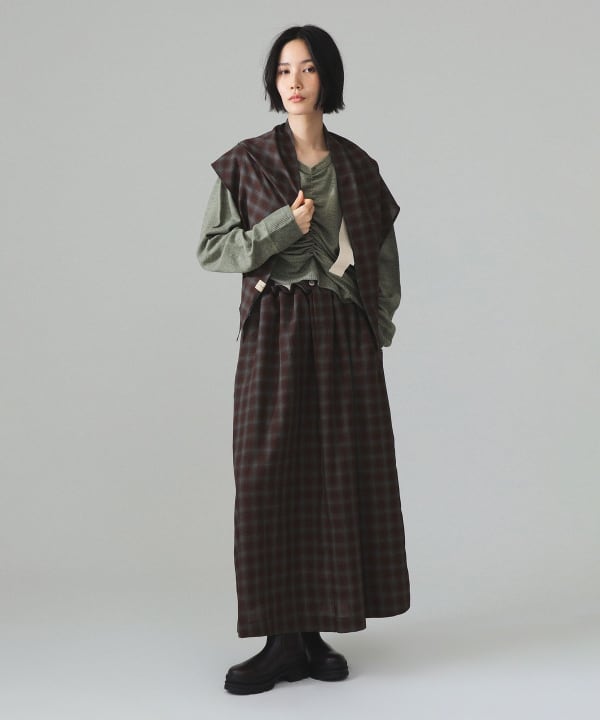 maturely / TW チェック ロング スカート Model : H173 B77 W57 H82　Size : ONE SIZE