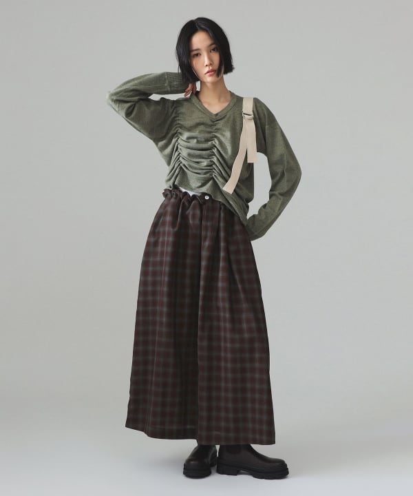 maturely / TW チェック ロング スカート Model : H173 B77 W57 H82　Size : ONE SIZE