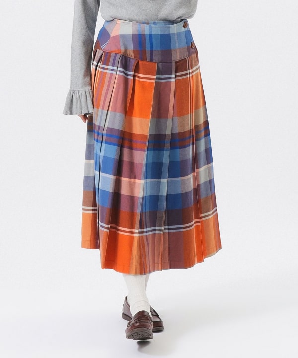 ビッグ チェック ラップ スカート Model : H165 B80 W59 H85　Size : SIZE 1