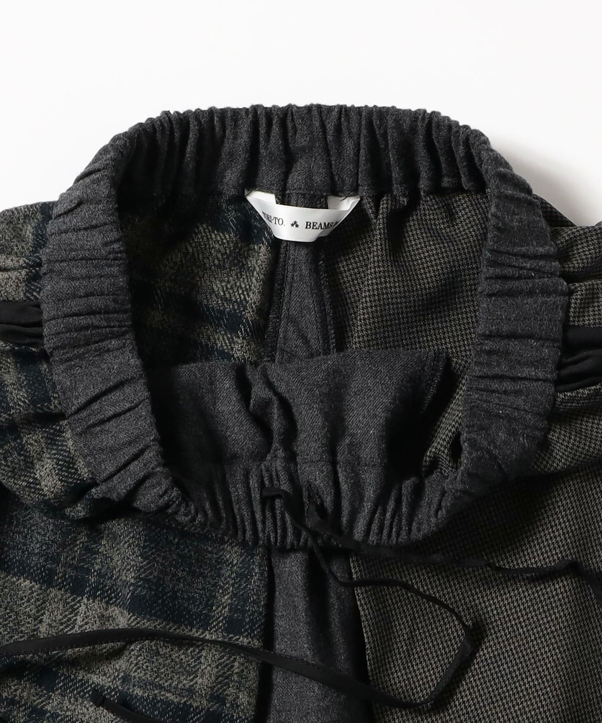 【特別企劃】TORI-TO × BEAMS BOY / 拼接格紋荷葉邊長裙