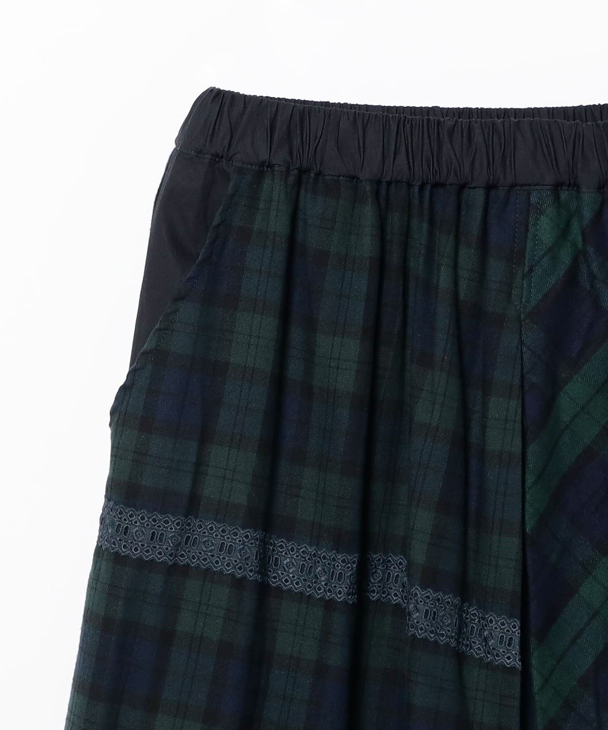 【特別企劃】TORI-TO × BEAMS BOY / 拼接格紋荷葉邊長裙