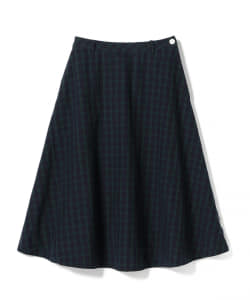 BEAMS BOY / チェック&ストライプ フレア ミドル丈スカート