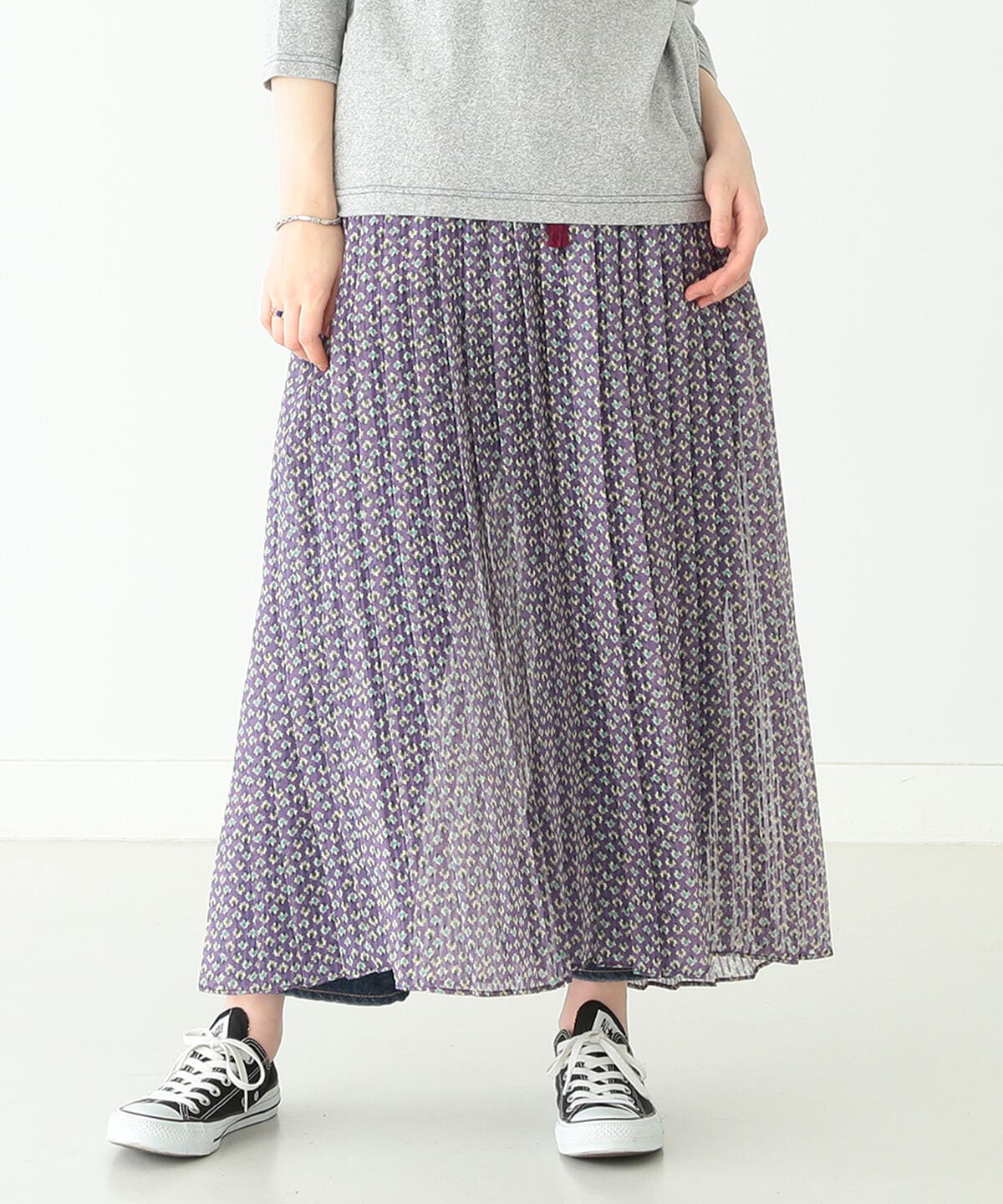 beams tokyo style スカート パイナップル ストライプ - ひざ丈スカート
