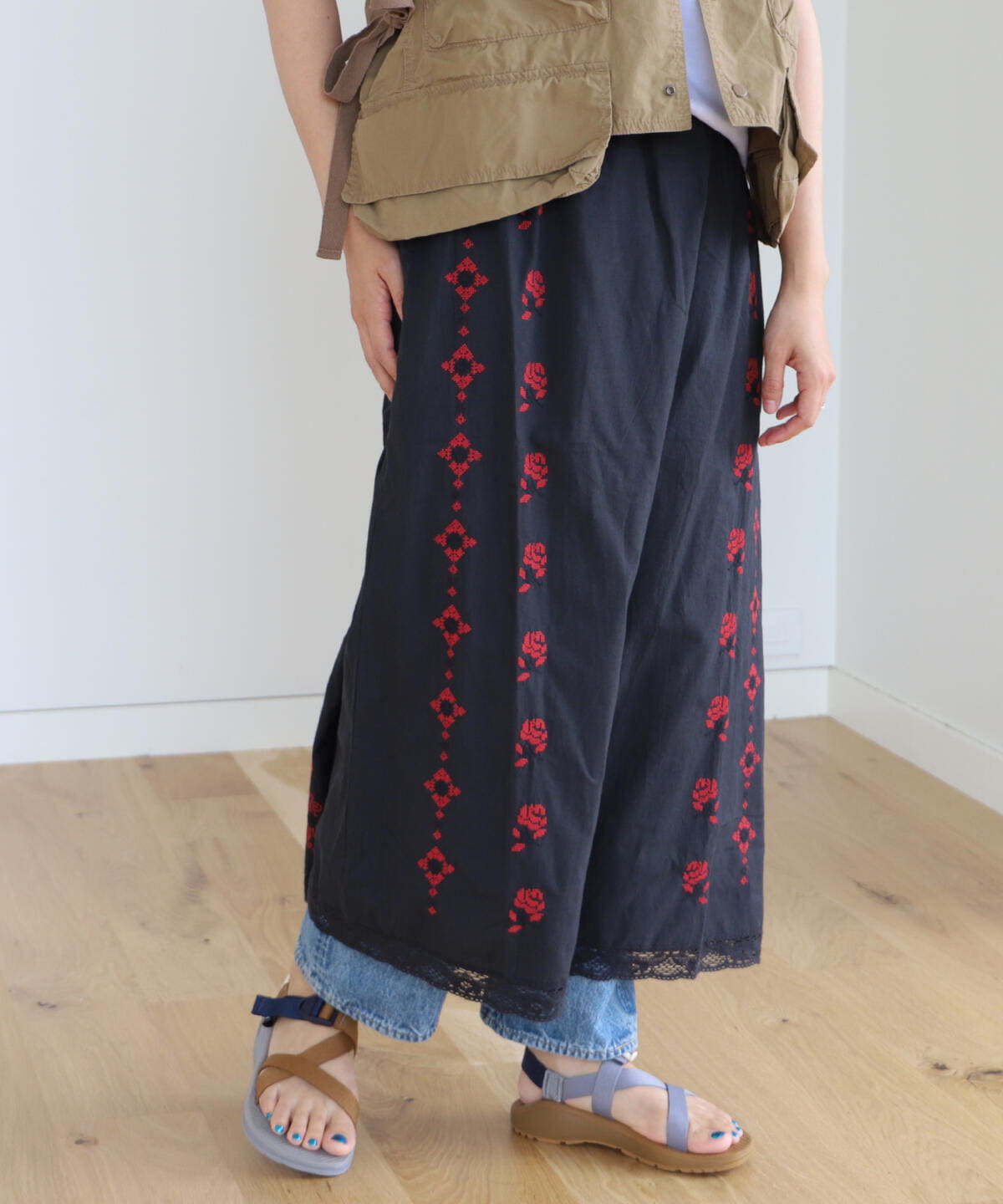 [Outlet] trepied × BEAMS BOY / A-line gathered skirt