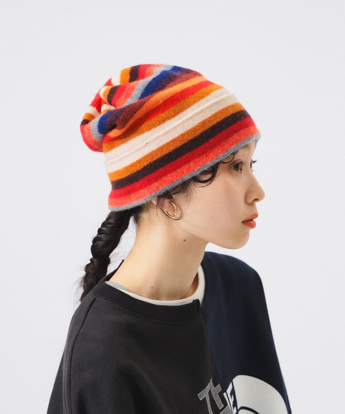 【別注】ROBERT MACKIE ロバートマッキー / マルチボーダー ニットキャップ 帽子 WOMEN RED ONE SIZE