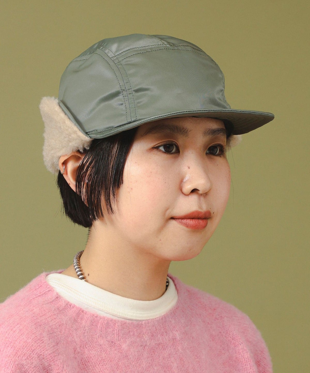 【別注】cableami ケーブルアミ / ミリタリー ボア キャップ 帽子 WOMEN OLIVE ONE SIZE