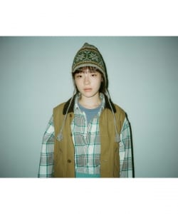 手編み 雪柄 イヤーキャップ