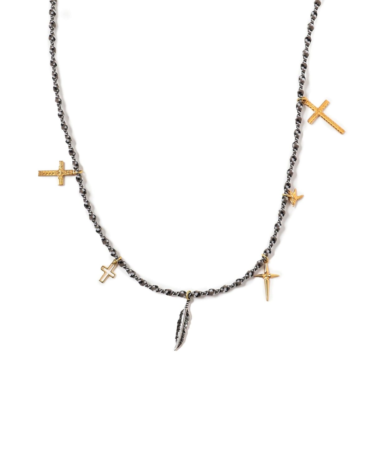 OJO DE MEX オホデメックス / フェイクストーン 8モチーフ ネックレス アクセサリー WOMEN BLACK ONE SIZE OJO DE MEX オホデメックス / フェイクストーン 8モチーフ ネックレス アクセサリー WOMEN BLACK ONE SIZE