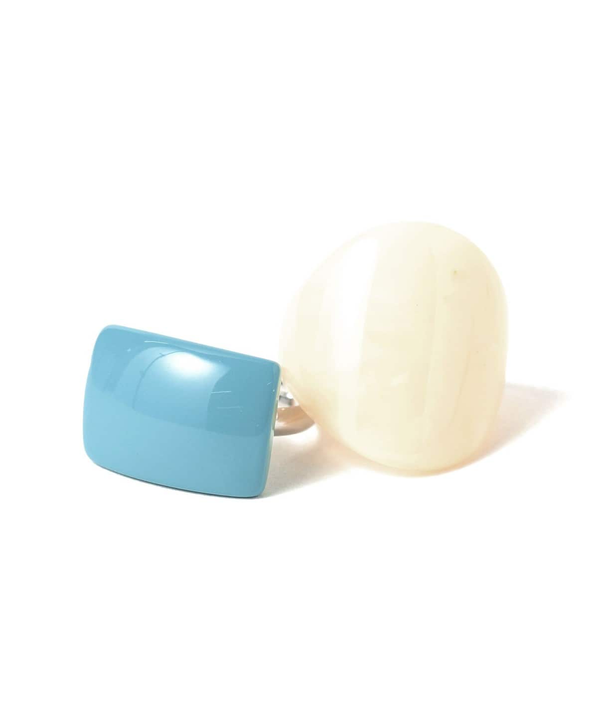 レトロ 樹脂 リング 2セット アクセサリー WOMEN WHITE・SAX ONE SIZE レトロ 樹脂 リング 2セット アクセサリー WOMEN WHITE・SAX ONE SIZE
