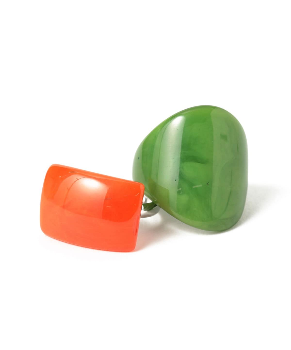 レトロ 樹脂 リング 2セット アクセサリー WOMEN GREEN・ORANGE ONE SIZE レトロ 樹脂 リング 2セット アクセサリー WOMEN GREEN・ORANGE ONE SIZE