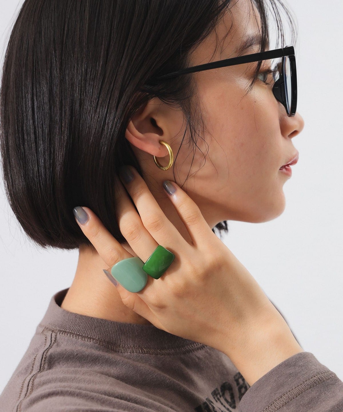 レトロ 樹脂 リング 2セット アクセサリー WOMEN SAX・GREEN ONE SIZE レトロ 樹脂 リング 2セット アクセサリー WOMEN SAX・GREEN ONE SIZE