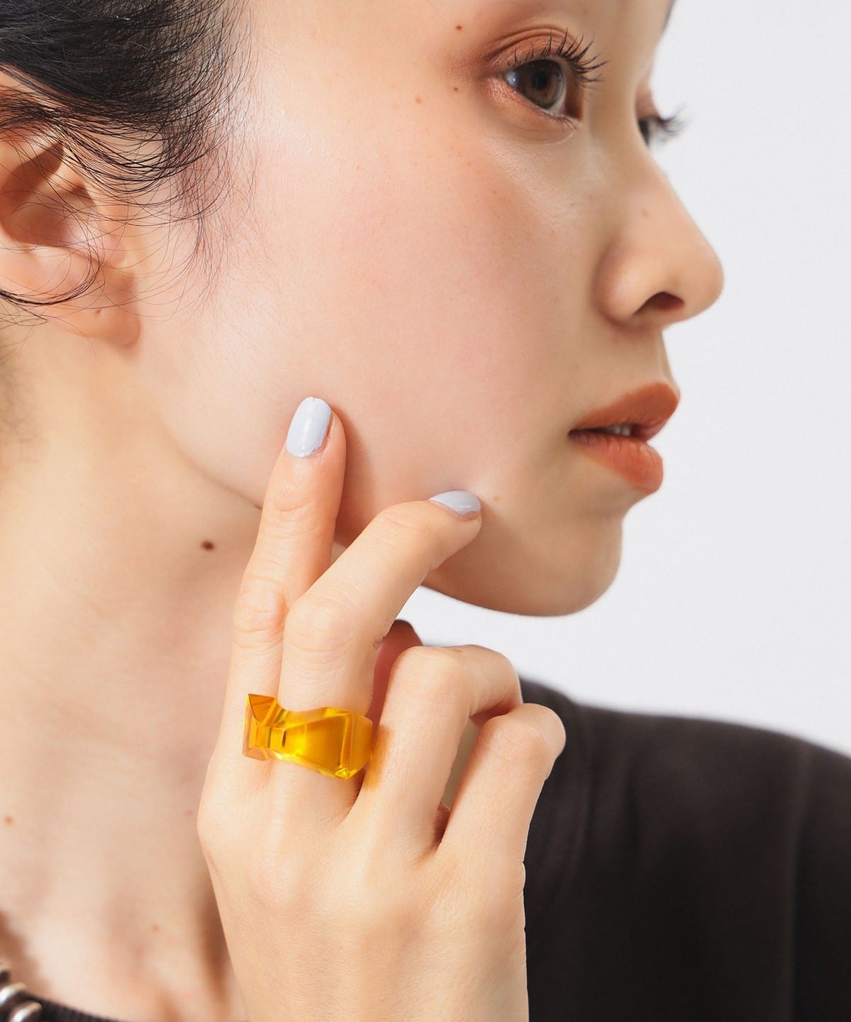 リボン クリア リング アクセサリー WOMEN YELLOW ONE SIZE