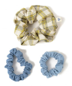 チェック & デニム シュシュ 3SET