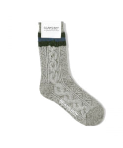 BEAMS BOY / コットン リネン ケーブル編み ソックス