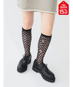 【+15%ポイントUP】maturely / ワイヤー メッシュ シアー ハイソックス