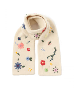BEAMS BOY / 手編み 花刺繍 マフラー 22FW
